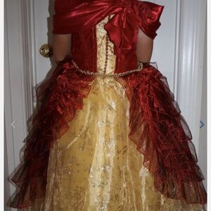 Disney Store Princess Belle Deluxe Holiday Costume Ball Gown Size 5/6 and access